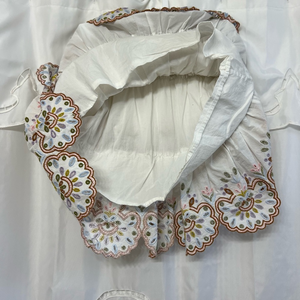 Love the Label Embroidered Tiered Mini Skirt Boho Cotton Scallop Hem Size Small - Picture 6 of 10